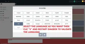 Version 9.85 language change guide with selection screen and confirmation steps. Version 9.85 language change guide with selection screen and confirmation steps.