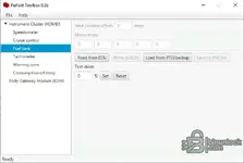 Fuel tank testing and motor step controls displayed in Perfekt Toolbox 0.2b.