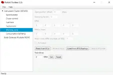 Warning zone configuration with warm-state RPM options in Perfekt Toolbox 0.2b. Warning zone configuration with warm-state RPM options in Perfekt Toolbox 0.2b.