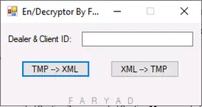 TMP to XML converter dialog with Dealer and Client ID input and one-click convert buttons TMP to XML converter dialog with Dealer and Client ID input and one-click convert buttons
