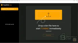 TunerPad start screen inviting users to drop a BIN to begin ECU tuning analysis. TunerPad start screen inviting users to drop a BIN to begin ECU tuning analysis.