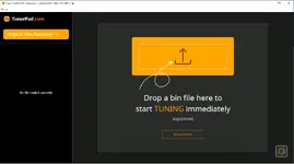 TunerPad start screen inviting users to drop a BIN to begin ECU tuning analysis. TunerPad start screen inviting users to drop a BIN to begin ECU tuning analysis.