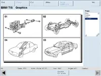 BMW TIS graphics view showing drivetrain layout overview for selecting detailed repair documents. BMW TIS graphics view showing drivetrain layout overview for selecting detailed repair documents.