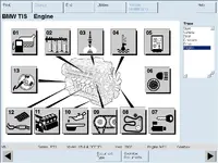 BMW TIS engine overview graphic for selecting procedures like timing chain lubrication and intake system. BMW TIS engine overview graphic for selecting procedures like timing chain lubrication and intake system.