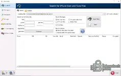 EFI Live Tools v8.4.70 search panel for Scan and Tune files with metadata filters, VIN fields and controller info.