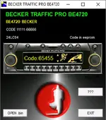 Becker Traffic Pro BE4720 navigation radio code calculator from 24LC04 EEPROM, Mercedes BMW car radio PIN from BIN dump.