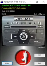 Honda CR-V 39100 T1G G111 M1 radio code calculator from 24C08 EEPROM dump, Japanese OEM car radio PIN from BIN.