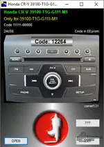 Honda CR-V 39100 T1G G111 M1 radio code calculator from 24C08 EEPROM dump, Japanese OEM car radio PIN from BIN.