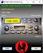 Rover XQD101452PUY Alpine wide panel radio code calculator from 24C02 dump, Rover Land Rover auto radio PIN from EEPROM.
