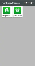 Launch X431 New Energy Diagnose screen for electric vehicle diagnosis and battery pack detect functions in V7.05.022 app.