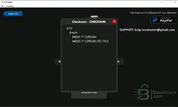 ECUMaster v1.0.0 checksum window with Bosch MEDC17 EEPROM and TC1793 ECU options.