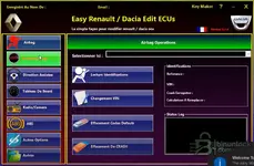 Easy Renault 6.1.4 airbag module view with identification reading VIN change default code erase and crash clear options.