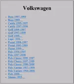 Volkswagen model selection screen in Program Schematiq Location Airbag Blocks v2001 with Bora Golf Passat Polo and year ranges. Volkswagen model selection screen in Program Schematiq Location Airbag Blocks v2001 with Bora Golf Passat Polo and year ranges.