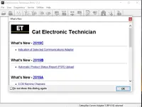 Cat Electronic Technician 2019C v1.0 whats new screen listing 2019A 2019B 2019C update notes for Caterpillar equipment diagnostics. Cat Electronic Technician 2019C v1.0 whats new screen listing 2019A 2019B 2019C update notes for Caterpillar equipment diagnostics.