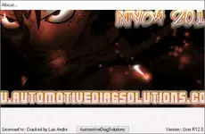 NYO 4.0 User R12.8 about window showing AutomotiveDiagSolutions branding and licensed database information. NYO 4.0 User R12.8 about window showing AutomotiveDiagSolutions branding and licensed database information.