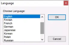 Webasto Thermo Test v2.16.1 language selection dialog showing English and other interface choices. Webasto Thermo Test v2.16.1 language selection dialog showing English and other interface choices.