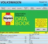 Haynes Automotive Technical Databook 1993 Volkswagen Passat 1.6i page showing engine data, compression and fluid capacities. Haynes Automotive Technical Databook 1993 Volkswagen Passat 1.6i page showing engine data, compression and fluid capacities.