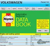 Haynes Automotive Technical Databook 1993 Volkswagen Passat 1.6i page showing engine data, compression and fluid capacities.