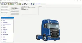 Scania Multi 25.50.0.0 06.2025 technical information view for L P G R S series truck with system tree and vehicle graphic. Scania Multi 25.50.0.0 06.2025 technical information view for L P G R S series truck with system tree and vehicle graphic.