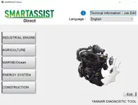 Yanmar SA-Direct 2.37.0 diagnostic tool main menu with Industrial Engine category selected Yanmar SA-Direct 2.37.0 diagnostic tool main menu with Industrial Engine category selected