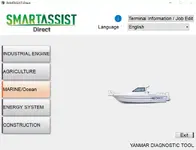 Yanmar SMARTASSIST-Direct 2.37.0 menu showing Marine/Ocean category for marine engine diagnostics Yanmar SMARTASSIST-Direct 2.37.0 menu showing Marine/Ocean category for marine engine diagnostics