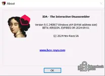 About dialog of IDA — Interactive Disassembler version 9.0