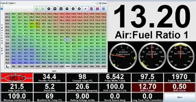 TunerStudio MS v3.0.18 dashboard with AFR, RPM, MAP, and sensor gauges for real time monitoring and datalogging. TunerStudio MS v3.0.18 dashboard with AFR, RPM, MAP, and sensor gauges for real time monitoring and datalogging.