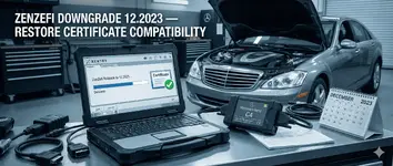 ZenZefi downgrade 12.2023 for Mercedes-Benz XENTRY diagnostics — fix “no valid certificate” error, restore P12/PKCS12 DCS certificate import, trusted root and intermediate chain, Root CA and Backend CA compatibility, TLS handshake error fix, XENTRY authorization certificate error, XENTRY connectivity certificate update, OpenShell certificate bundle, PassThru online certificate, Daimler After-Sales certificate pack, certmgr.msc Windows certificate import guide, XENTRY online content download fix.