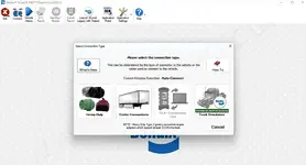 Bendix ACom PRO 2023 v1 connection type selection for heavy duty truck, trailer connections, and connectivity tests via shop interfaces.