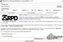 BMW E6x MSS65 Binary Modification Tool v1.4 Performance Tuning tab showing optional remap parameters and stage selection layout.