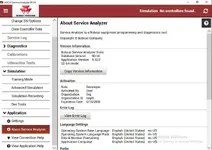 AGCO Service Analyzer 90.14 About screen showing suite version info, 32-bit mode, and role details for authorized workshop use.
