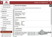 AGCO Service Analyzer 90.14 About screen showing suite version info, 32-bit mode, and role details for authorized workshop use.
