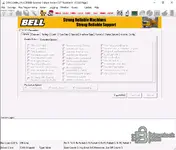 Bell CANCOMM 5.07.0 CCU2 EOL options page showing selectable chassis and engine related feature parameters for service work.