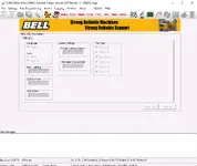 Bell CANCOMM 5.07.0 TMDU settings page with units selection, counter settings, and tyre size presets for configuration.