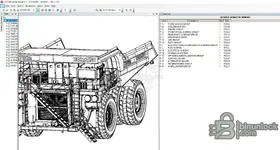 CSS Parts Book Viewer v5.11 displaying Komatsu mining catalog sections and parts list panel.