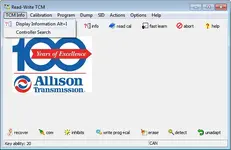 Allison TCM Reflash TCM Info menu with display information and controller search shortcuts Allison TCM Reflash TCM Info menu with display information and controller search shortcuts