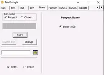 Legacy PSA keypad immobilizer utility for Peugeot Boxer and Partner with BSI context and service focused serial COM connection.
