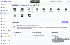 VAG IMMO Tool AUDI ELV (Electronic Steering Column Lock): decode and edit ELV immobilizer data, save data/file; requires DFlash/flash input file; Audi ELV programming interface.