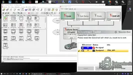 Mercedes Vediamo / DTS-MVCI Start Center with SDconnect Toolkit equipment selection — PDU API assigned status, SDconnect multiplexer device selection for diagnostics/coding.