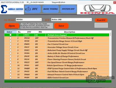 Honda Multi Editor for DTC Review and ECU File Handling | BinUnlock