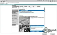 BMW ISTA+ 4.59.40 repair instruction for bleeding the brake system with DSC and workshop procedure images