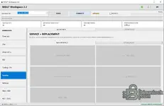 BMW MGU7 Workspace Service and Replacement page with Component Init, Factory Reset, Clear Service Data, Delete Nav Map, IPsec Lock and Restart MGU.