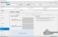 BMW MGU7 Workspace Settings and Toolbox page with display brightness, pixel test patterns, connectivity and driver profile tools.