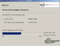 Nissan NERS J2534 ECU reprogramming progress screen Nissan NERS J2534 ECU reprogramming progress screen