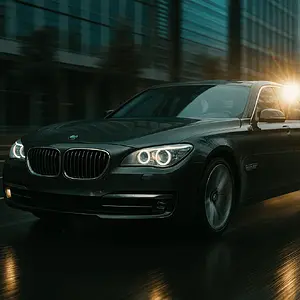 BMW F02 LCI on dyno with LED angel eyes in a tuning shop.webp
