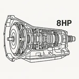 ZF 8HP automatic transmission cutaway – BMW F10-F11 tuning article illustration.webp